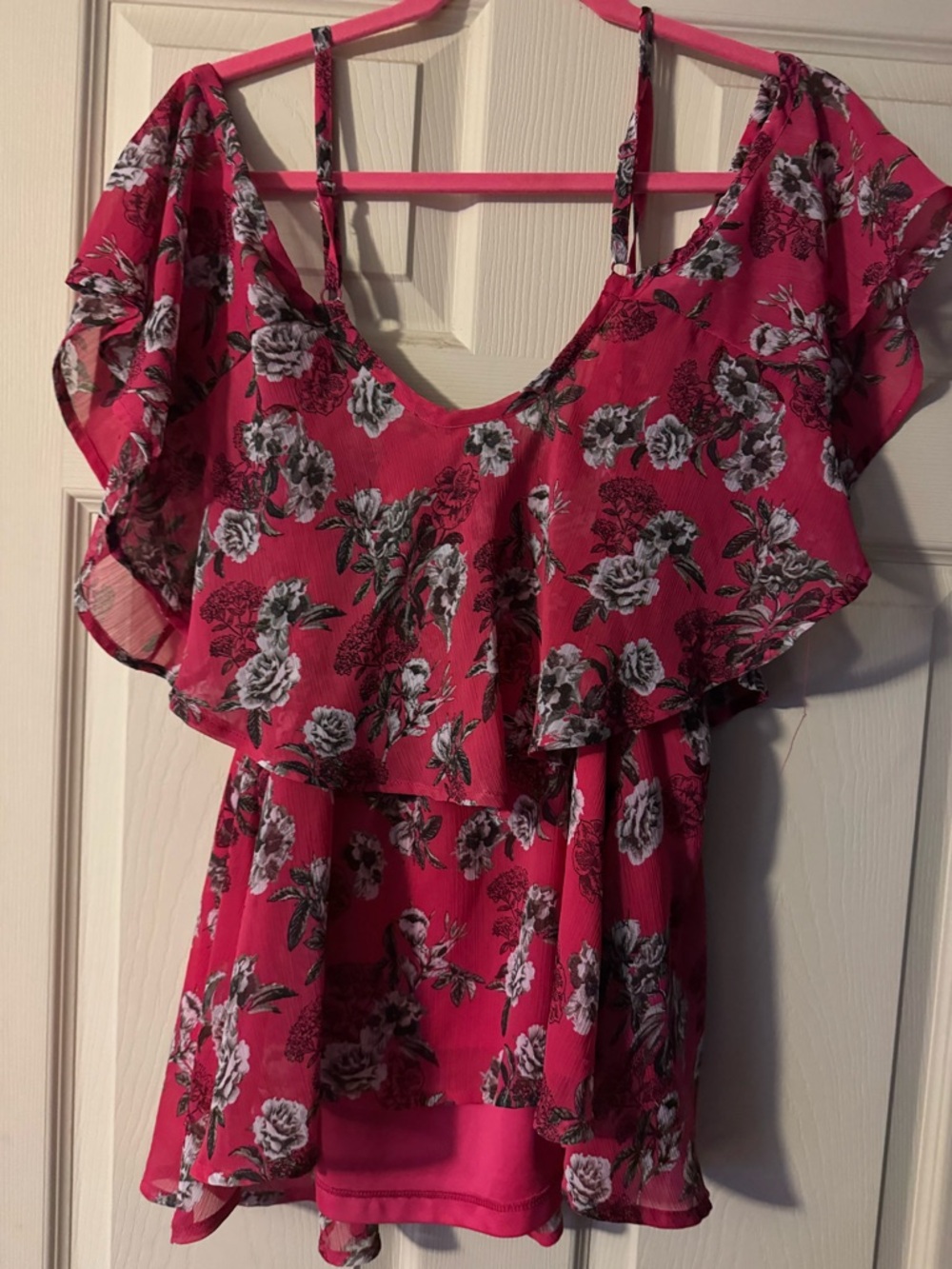 torrid hot Pink Floral Off-Shoulder Ruffle Blouse - Picture 5 of 5